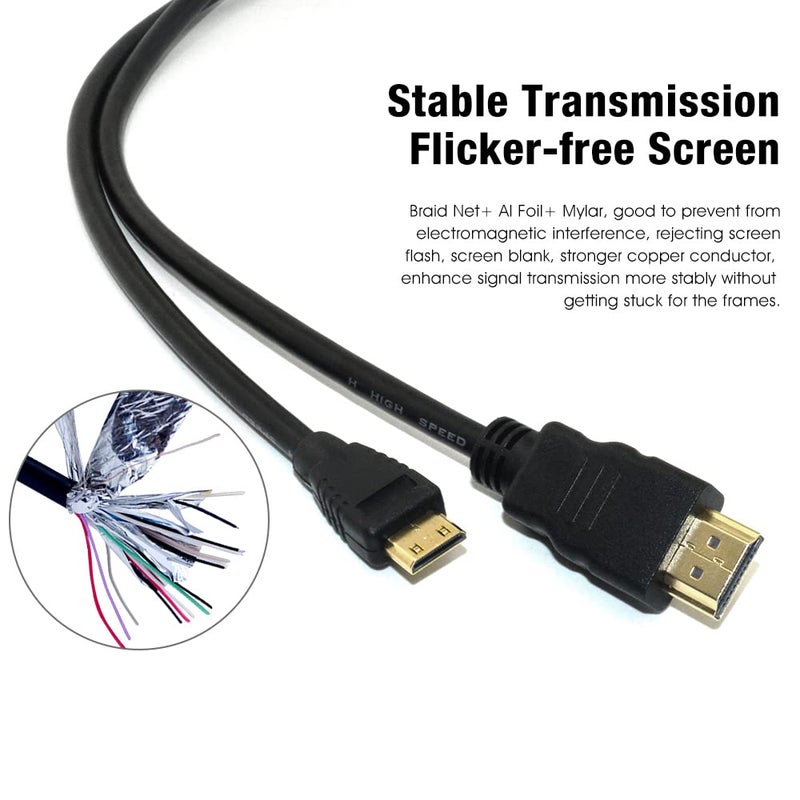 CBUS 10ft HDMI to Mini HDMI Cable for Nikon D3500, D7500, D850, D500, Canon EOS R, RP, 5D Mark IV, 6D Mark II, 77D, 80D, Rebel SL3, SL2, T7, T7i, T6, VIXIA HF G50, G40, G21, XF405 - Image 2